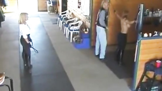 Blond Jaque is Firm Whiped in the barn