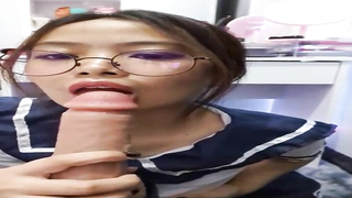 Ravishing Filipina, Mia Mendoza is deepthroating spear in a POINT OF VIEW fashion, in front of the camera