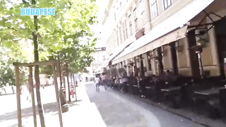 Juicy platinum-blonde stunner in a floral sundress is about to get nailed in front of the camera