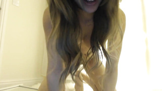 Buxomy stunner is entirely bare and having joy while railing her favourite romp fucktoy in the apartment