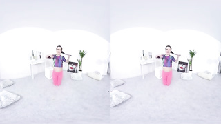 Glamorous contortionist is nude and milking in front of the camera because she needs an climax