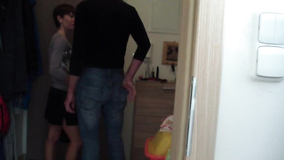 Russian dark haired with brief hair and diminutive titties got pummeled in the douche and loved it