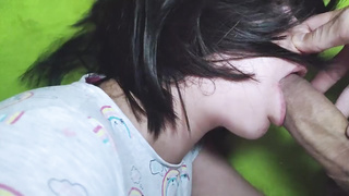 Woke up a super-cute lady by sticking a knob in her facehole and holding her nose. Part 1