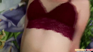 Trampy damsel in lacy, crimson underpants is about to get penetrated rock-hard, from the back