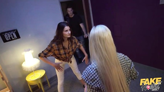 Sultry platinum-blonde honey is impatiently deepthroating a rock rigid fuckpole and getting pulverized in the hostel