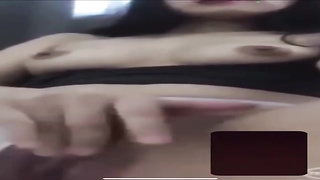 Crazy woman is about to begin tugging in front of the camera, just for joy