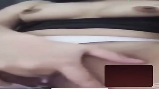 Crazy woman is about to begin tugging in front of the camera, just for joy