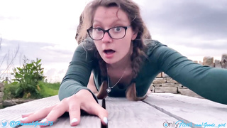 lovely teenie boinked while the sun sets in a public park - Hannah Goode