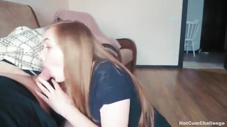 Mouth-Watering teenie dark-haired is getting down on all fours in front of her man while deep throating his rock firm bone