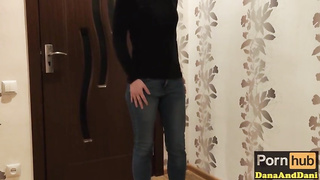 Thin teenager enjoys to piss in her taut denim soaking herself fully by wanking her clean-shaved gash