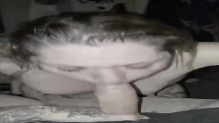 Her perspiring towheaded hair is falling on her face while she bj's his hard-on yet Sunshine never stopped