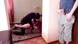 Crazy boy embarks jacking his fuck-stick while rober torn up her red-haired gf in the orher bedroom