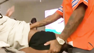 Drilling on her greatest acquaintance sofa