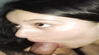 Fledgling black-haired is providing muddy sucky-sucky to a stud she luvs while he makes phone vid