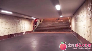 Mariella Sun got pummeled long and firm bending her assets against the wall in the subway