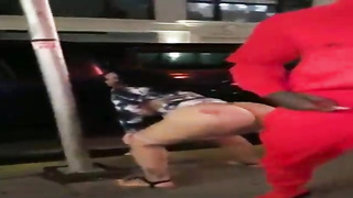 Shameless inked big-titted cougar is screwing her black paramour on the streets like nobody’s witnessing