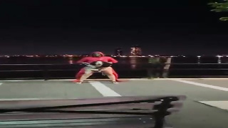 Shameless inked big-titted cougar is screwing her black paramour on the streets like nobody’s witnessing