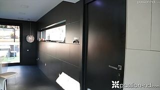 Dark-Haired with a prettily clean-shaven snatch determined that she wants to have raunchy ass-fuck romp