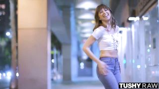 Cute honey, Riley Reid is having outstanding ass-fuck fuckfest and using a pile of grease