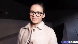 Nerdy nubile brown-haired with glasses, Angelica seems to be highly accomplished in deep throating and pummeling