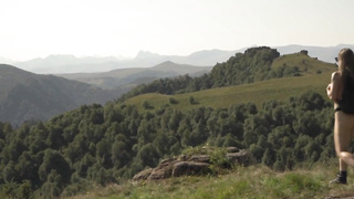 Supah warm mountain honey is stockings her clean-shaven slit on the top of the hill, for joy