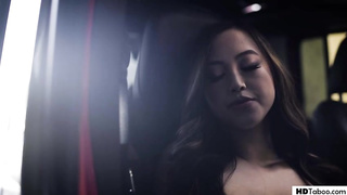 Blond hoe Nikole asks her red-hot Japanese buddy to have scorching 3 way with her step- brutha