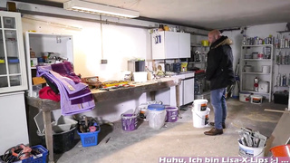 Not so bashful nubile is providing a oral pleasure to her elder neighbour in the dungeon before fuckin'