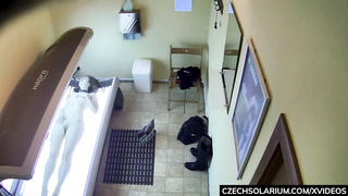 eighteen y/o Toying With her Snatch in Solarium