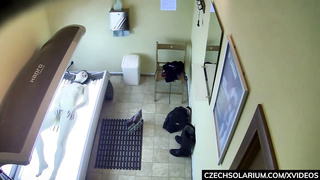 eighteen y/o Toying With her Snatch in Solarium