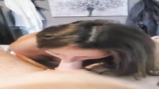 Italian black-haired is chesty fledgling who loves to rail her bf rock-hard shaft and get a crampie