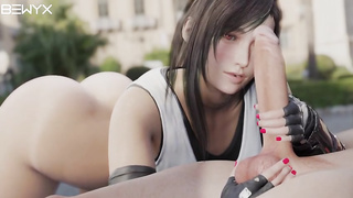 Dark Haired with a messy mind is deep throating a meaty rod, as deep as she can