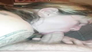 Insatiable dude luvs the way a enormous cockslut is pleasuring him with her lips, late at night