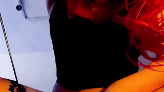 biotch smashes herself with a fake penis while her bf heads to the bathroom