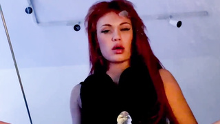 biotch smashes herself with a fake penis while her bf heads to the bathroom