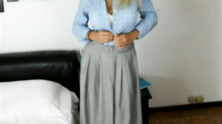 Handsome towheaded honey with enormous hooters and sunburn lines is getting her daily dosage of ravage