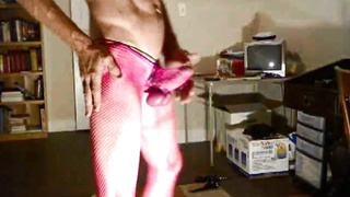 ROBERT RICHARD MILGATE- PINK FISHNET PANTYHOSE AND BLACK HIGH HEELS