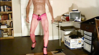 ROBERT RICHARD MILGATE- PINK FISHNET PANTYHOSE AND BLACK HIGH HEELS