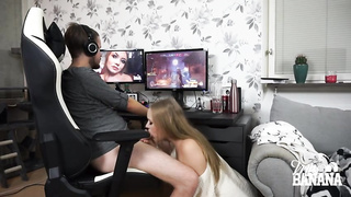 Petite boobed light-haired doll, Miss Banana got a cum shot after railing a rock rigid salami