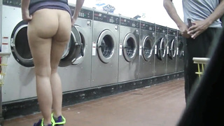 Helena Price Public Laundry Upskirt Showing Taunt! Exhibitionist COUGAR Vs School Spycam at the laundry! (Part1)