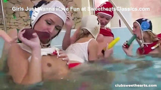 Ultra-Kinky nymphs from a local waterpolo squad are constantly slurping each other up after the instructing