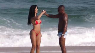 Shayene Samara was posing in a glorious, crimson bathing suit before providing a oral to a black dude