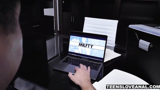 Serena Avery is getting bum-fucked in the kitchen, after providing a dt to her fucking partner's homie