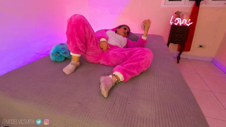 Costume Play Smallish Teenage Takes off his Pajama