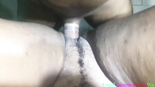 Ebony sex industry star with pinkish hair, Angel can never have enough of fucky-fucky, during the day