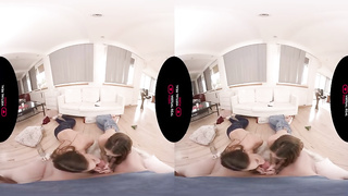 2 insane first-timer honies are boning a homie, after taking turns deepthroating his rock rock hard trouser snake