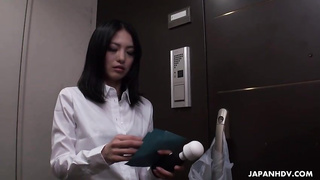 Asian gal, Mio Arisaka is about to use a massager she has recently bought, while wanking