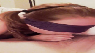 Irish doll got eyes covered before blowing a rock rigid pecker, as deep as she could