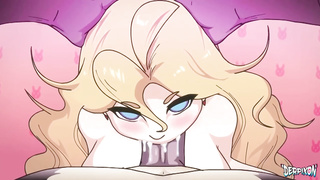 Big-Boobed, animation light-haired is impatiently blowing a giant, firm shaft, to make her paramour spunk