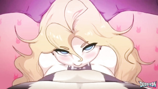 Big-Boobed, animation light-haired is impatiently blowing a giant, firm shaft, to make her paramour spunk