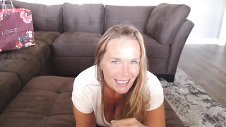 Enticing ash-blonde cougar with monstrous milk cans luvs the way her step- son-in-law is smashing her brains out